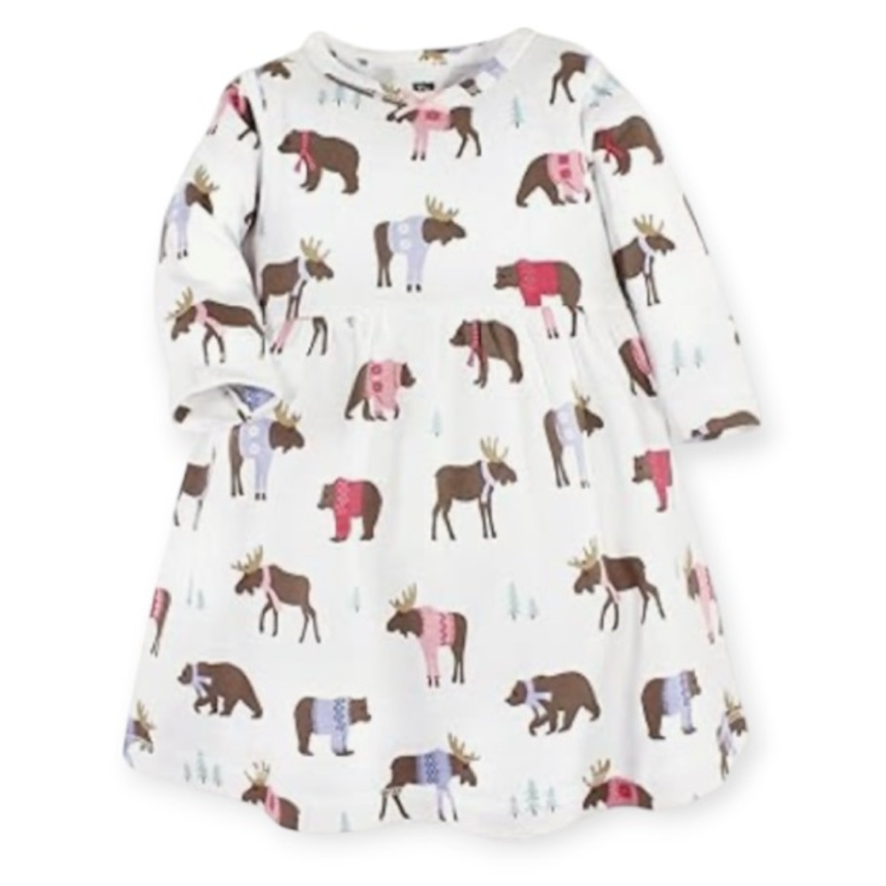 Hudson Baby Colorful Moose and Bears in Sweaters Print Dress NEW Size 2T